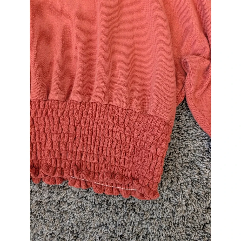 Free People Terracotta Orange‎ Smocked Hem Square Neck Cropped Knit Top Medium